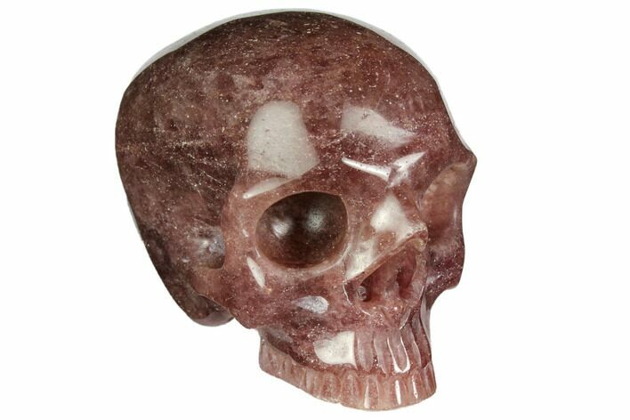 Realistic, Carved Strawberry Quartz Crystal Skull #150992